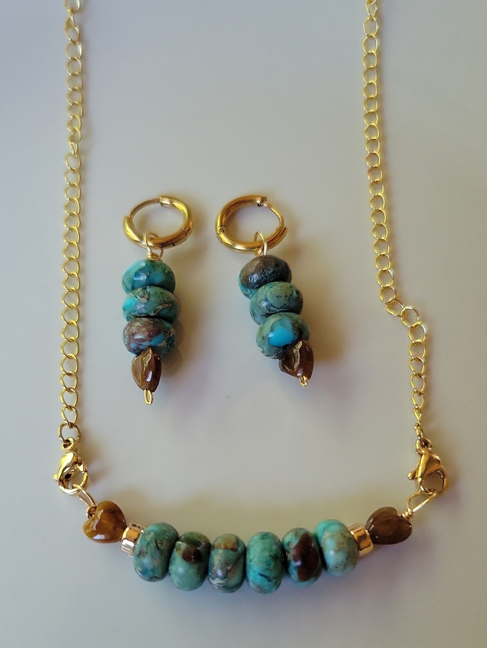 Earrings and Necklace Set Serpentine Jasper